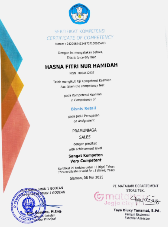 Certificate of Competency in Retail Business